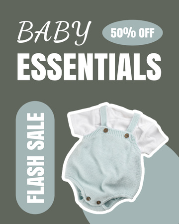 Flash Sale Announcement on Baby Essentials Instagram Post Vertical Design Template