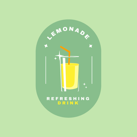 Lemonade Offer with Refreshing Drink Logo 1080x1080px Πρότυπο σχεδίασης
