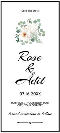 Save the Date with Flower Bouquet Invitation 9.5x21cm Design Template