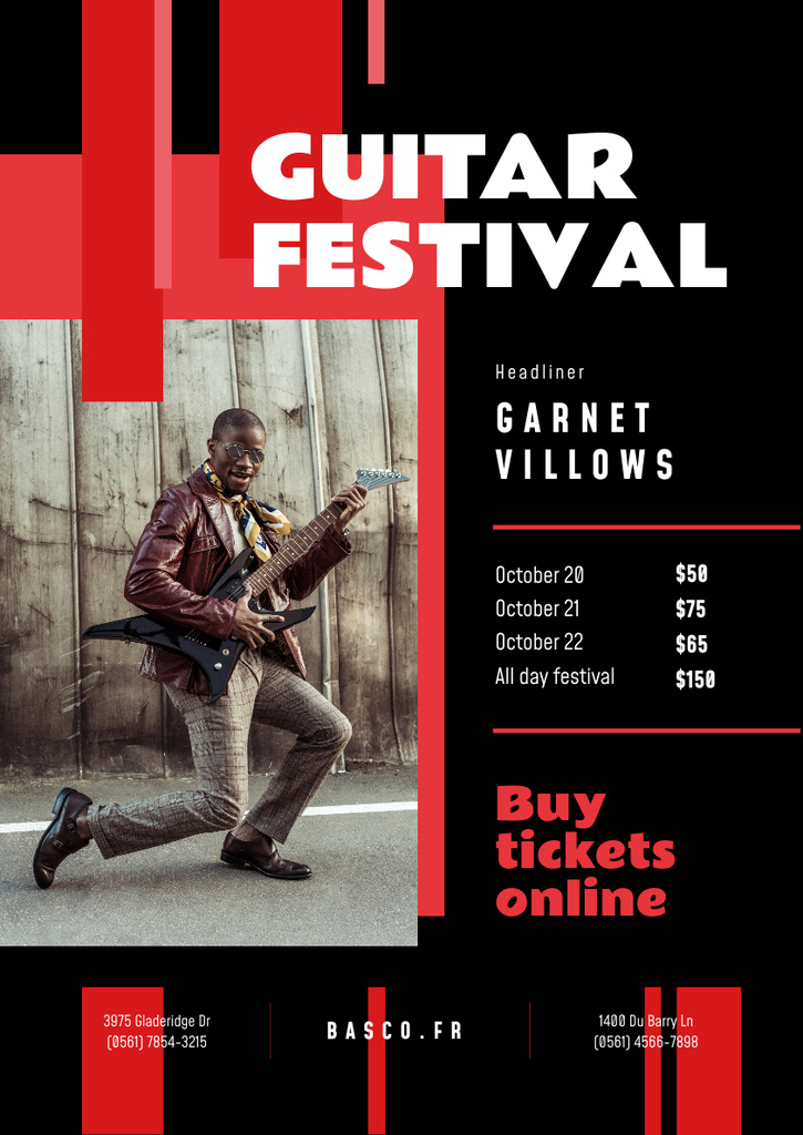 Modèle de visuel Music Festival Invitation with Man Playing Guitar - Poster A3