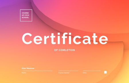 Educational Course Completion Award on Gradient Pattern Certificate 5.5x8.5in Design Template