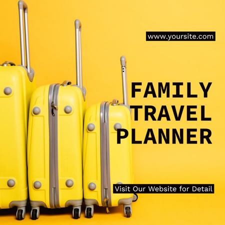 Yellow Suitcases on Wheels for Family Travel Planner  Instagram Design Template