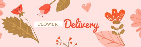 Flowers Delivery Offer on pink Twitter Design Template