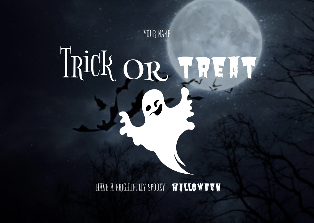 Whimsical Ghost And Halloween's Celebration Night Flyer A6 Horizontal Tasarım Şablonu