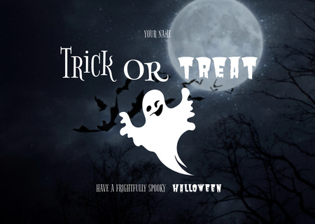 Halloween's Phrase with Funny Ghost Flyer A6 Horizontal Design Template