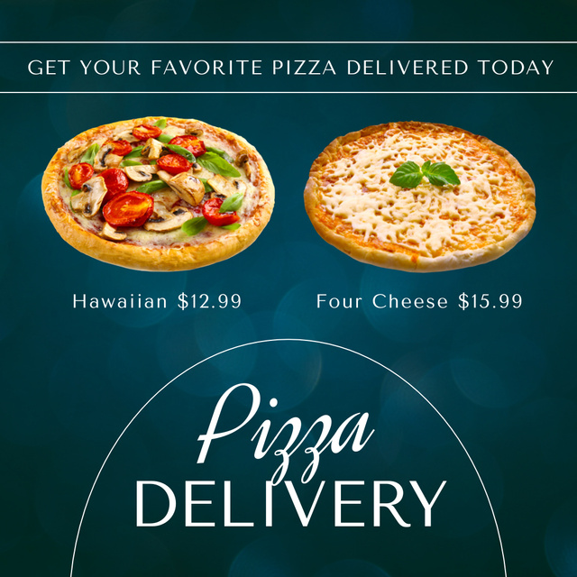 Tasteful Pizza With Cheese Delivery Service Animated Post Design Template