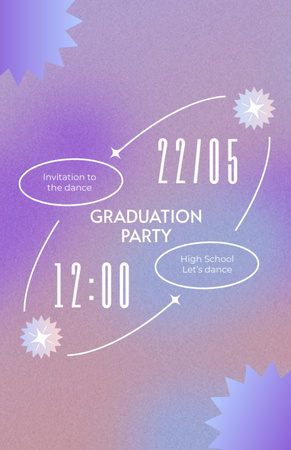 Designvorlage Graduation Dance Party Announcement on Purple Gradient für Invitation 5.5x8.5in