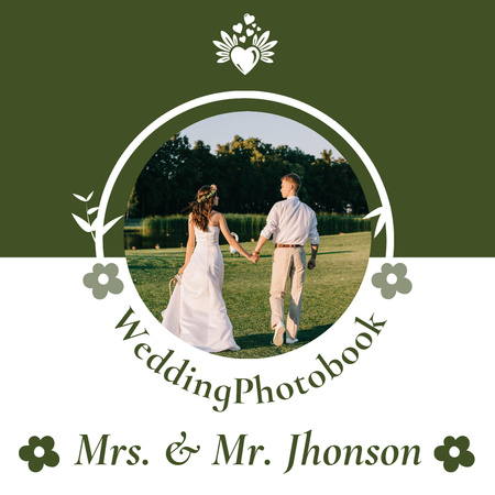 Happy Married Couple in Park Photo Book Design Template