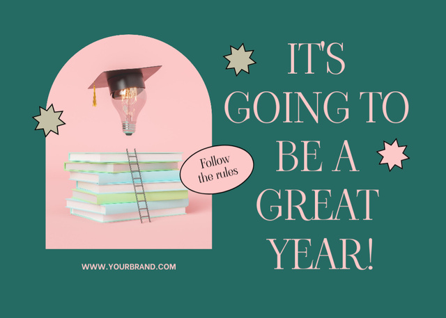 Template di design Wishing Good Year At Back to School Event With Books Postcard 5x7in
