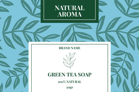 Natural Soap With Green Tea Extract Label Design Template