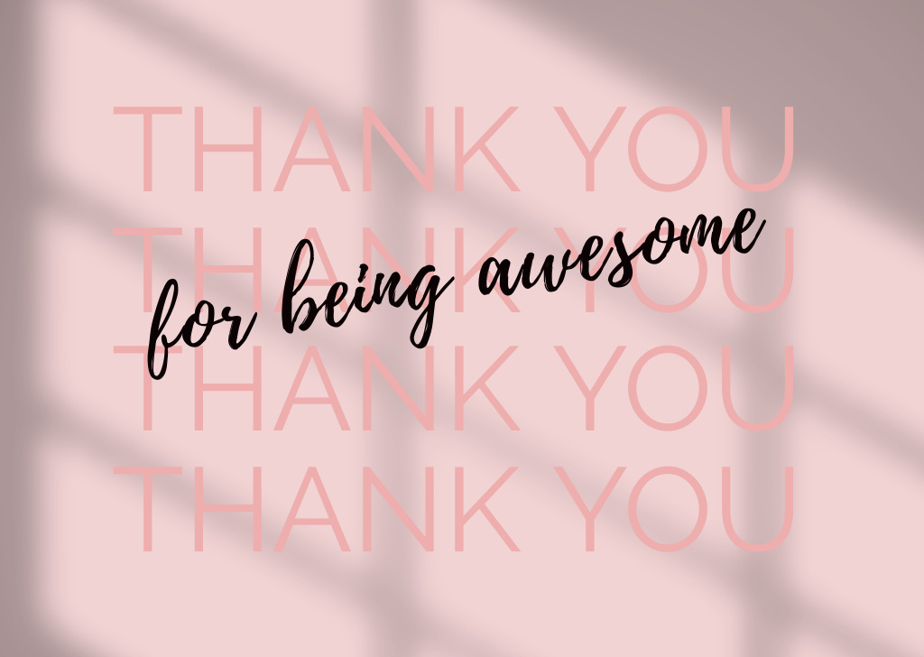 Cute Thankful Phrase on Pink Card Design Template