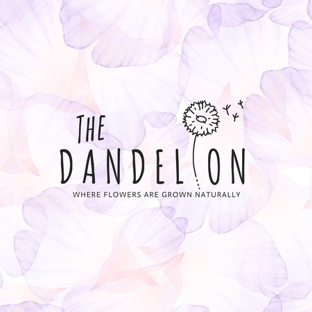 Flower Shop Ad with Cute Dandelion Logo Design Template