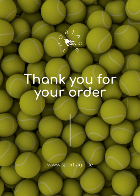 Plantilla de diseño de Thankful Phrase for Order in Tennis Gear Shop Postcard 5x7in Vertical 