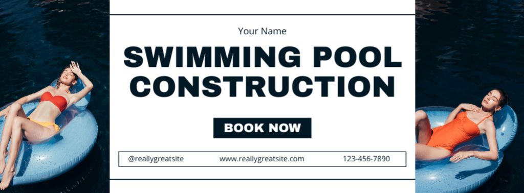 Affordable Proposal of Swimming Pool Construction Services Facebook cover – шаблон для дизайну