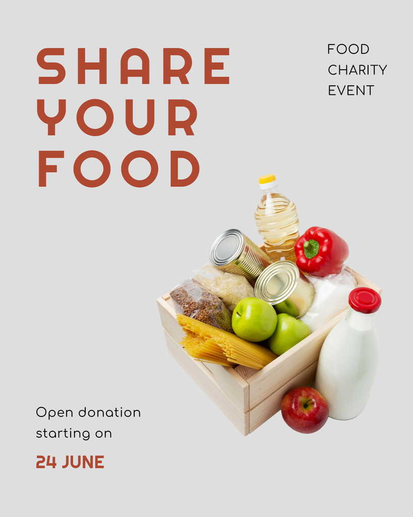 Food Charity Event Announcement with Box Poster 16x20in Design Template