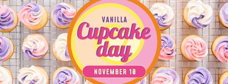 Cupcake Day with Sweet vanilla cupcakes Facebook cover Design Template