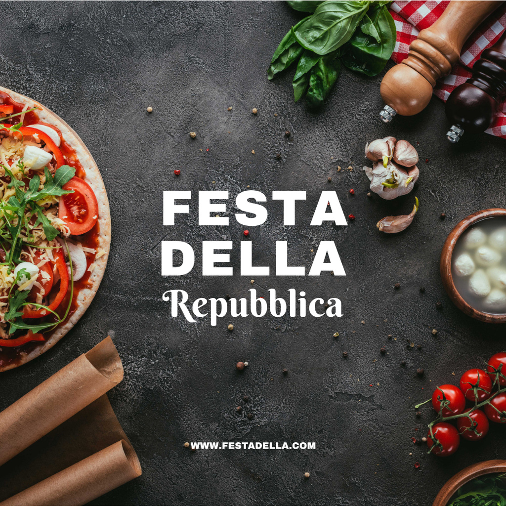 Designvorlage Italian National Day with National Cuisine And Ingredients für Instagram