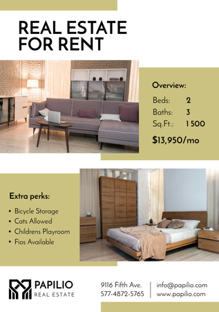 Real Estate Rental Property Offer with Cozy Interior Flyer A7 Design Template