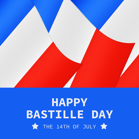 Greeting Card for Bastille Day with Flag Colors Instagram Design Template