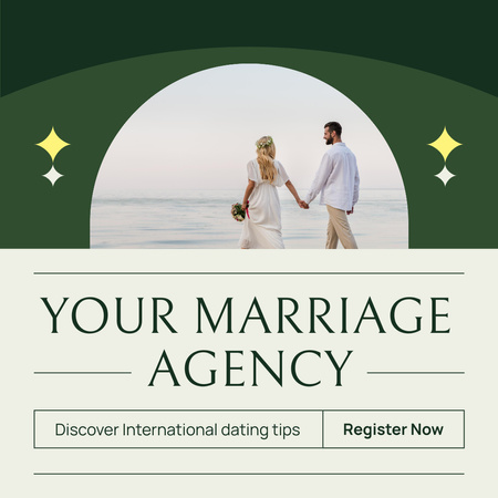 Ad of Marriage Agency with Happy Couple Instagram Design Template