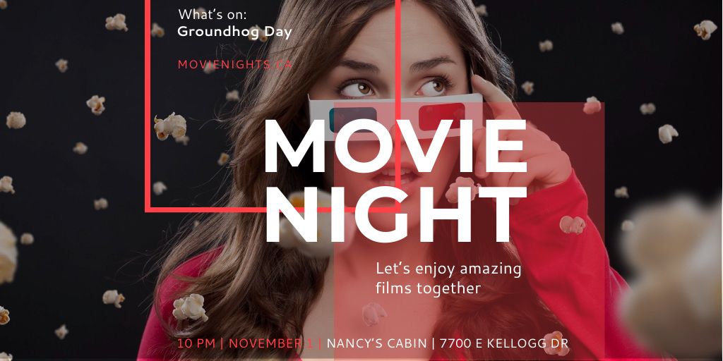 Movie night event Announcement Twitter tervezősablon