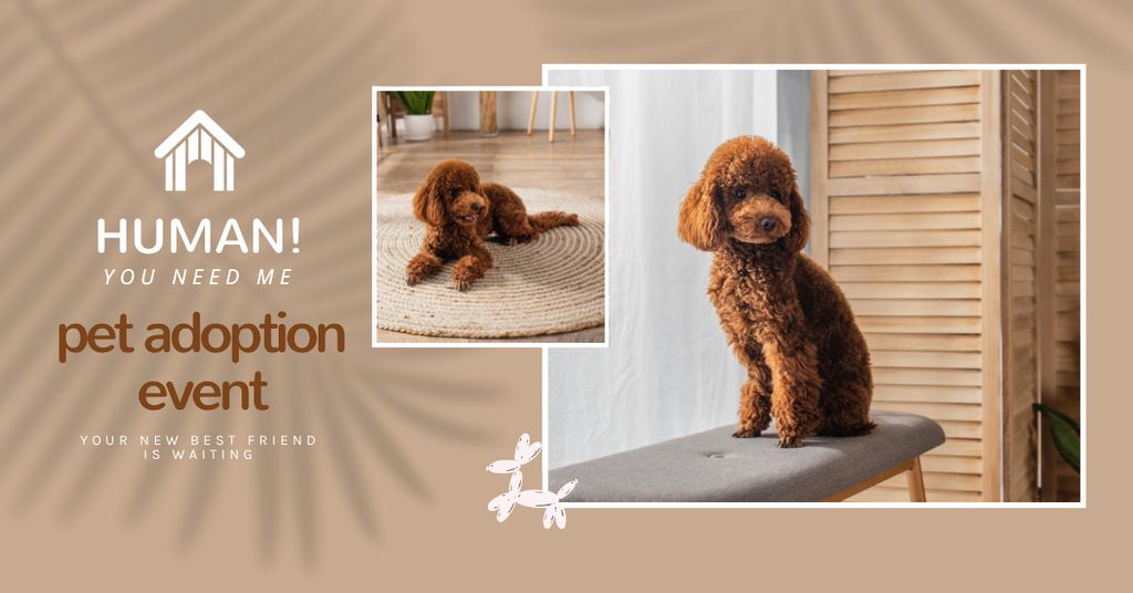 Cute Puppy And Pet Adoption Event Announcement Facebook AD Πρότυπο σχεδίασης