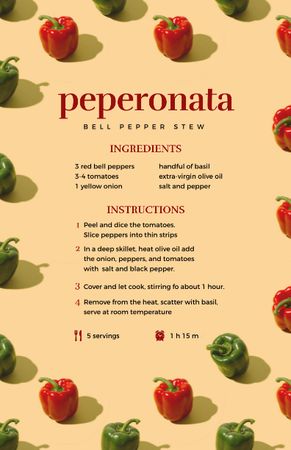 Pepper Stew Cooking Steps Recipe Card Modelo de Design