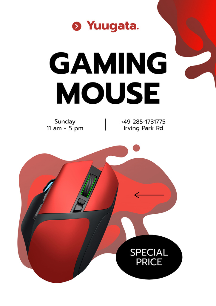 Plantilla de diseño de Gaming Gear Ad with Computer Mouse Poster 