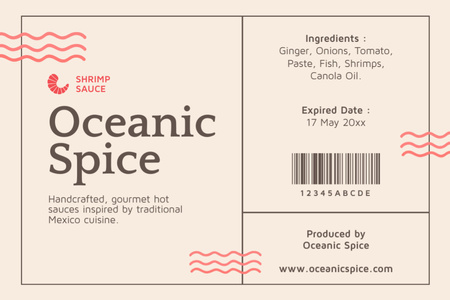 Oceanic Shrimp Sauce Label Design Template