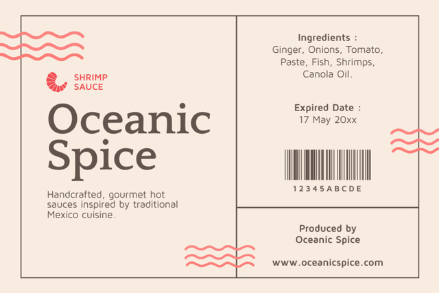 Oceanic Shrimp Sauce Labelデザインテンプレート