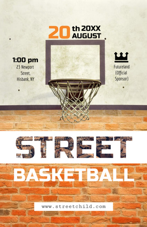Basketball Net on Street Court Flyer 5.5x8.5in Design Template