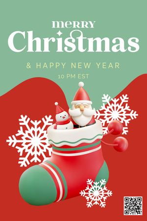 Merry Christmas and Happy New Year Wishe Pinterest Design Template