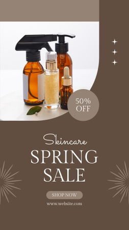 Skincare Spring Sale Announcement on Brown Instagram Video Story Design Template