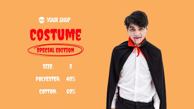 Kid in Halloween's Costume Label 3.5x2inデザインテンプレート