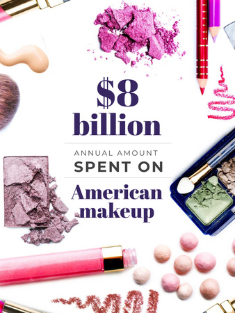 Makeup sales statistics with Cosmetics products Poster US Design Template