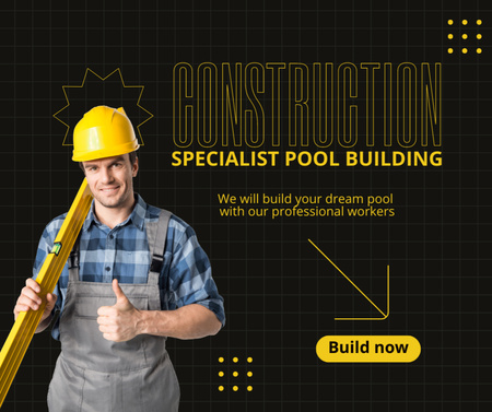 Offer of Services of Specialist in Construction of Swimming Pools Facebook Design Template