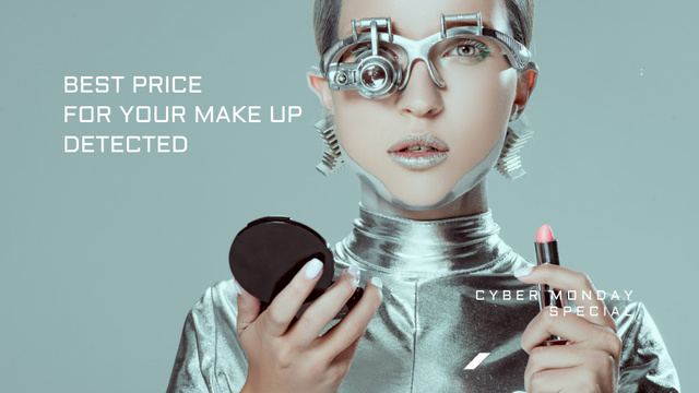 Cyber Monday Sale Woman Robot with Lipstick Full HD video – шаблон для дизайну