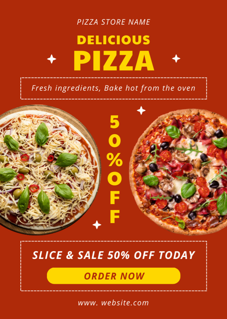 Designvorlage Pizza Discount Offer Today für Flayer