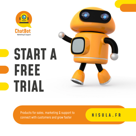 Robô Android inovador em laranja Instagram Modelo de Design