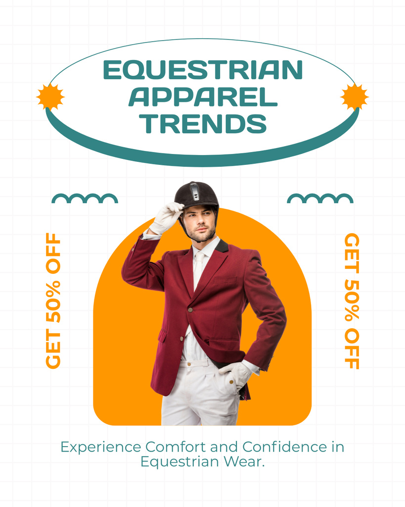 Ontwerpsjabloon van Instagram Post Vertical van Offer of Trendy Outfits for Equestrian Sports