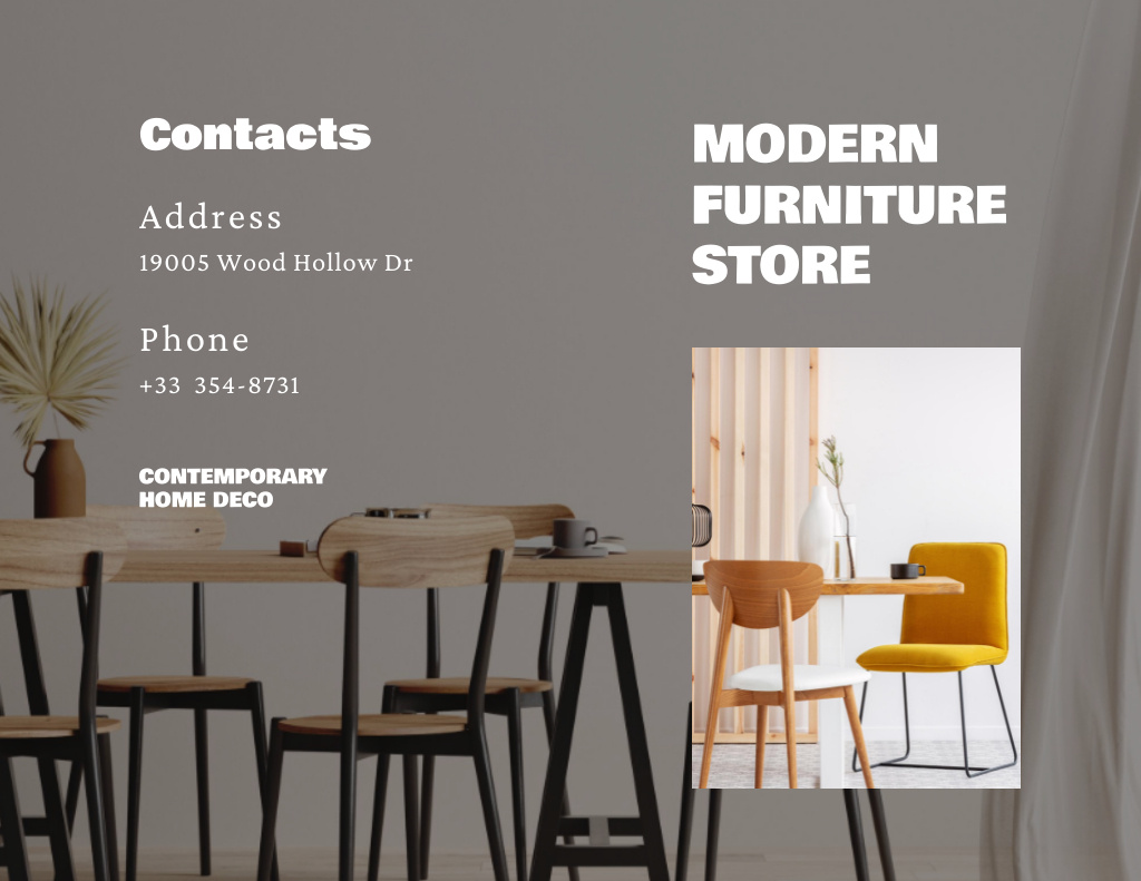 Stylish Furniture For Flats In Store Brochure 8.5x11in Bi-fold – шаблон для дизайна