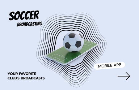 Soccer Broadcasting in Mobile App Flyer 5.5x8.5in Horizontal Design Template