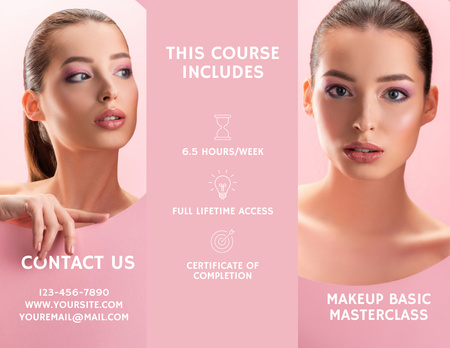 Proposta de Oficina de Maquiagem Básica com Mulher Bonita Brochure 8.5x11in Modelo de Design