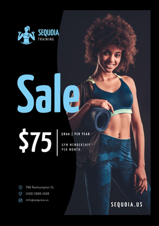 Gym Special Offer with Woman doing Workout Poster Design Template