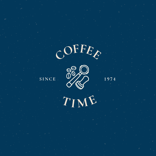 Popular Cafe Ad with Coffee Beans In Blue Logo Modelo de Design
