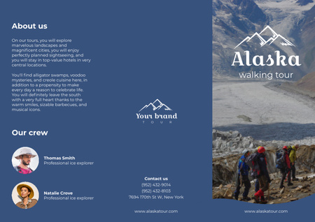 Ontwerpsjabloon van Brochure van Wandeltochtaanbieding in de bergen