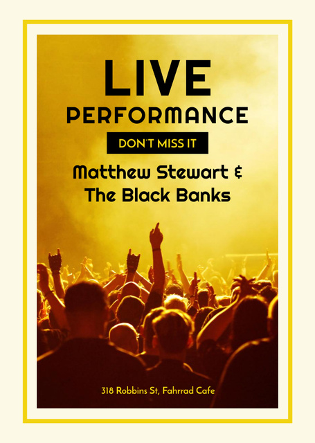 Template di design Live Performance Announcement with Fans on Yellow Flyer A6