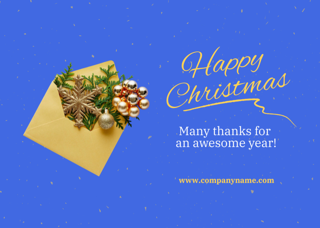 Ontwerpsjabloon van Postcard 5x7in van Delightful Christmas Congrats with Decorations in Envelope