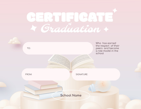 Graduation Award with Books Certificate tervezősablon
