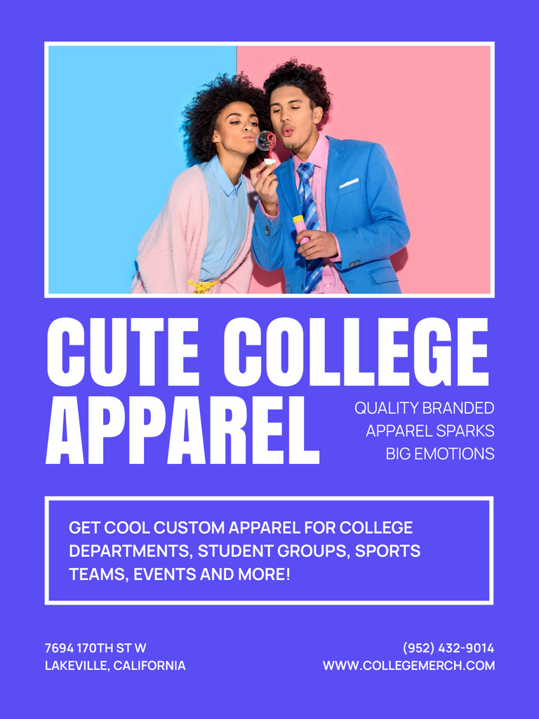 Cute College Apparel and Merchandise Offer Poster US – шаблон для дизайна